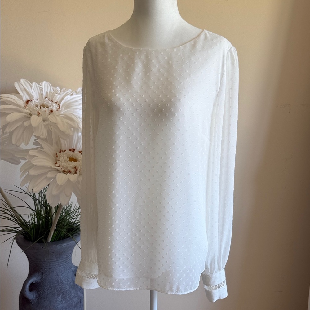 White House Black Market Sheer White Blouse